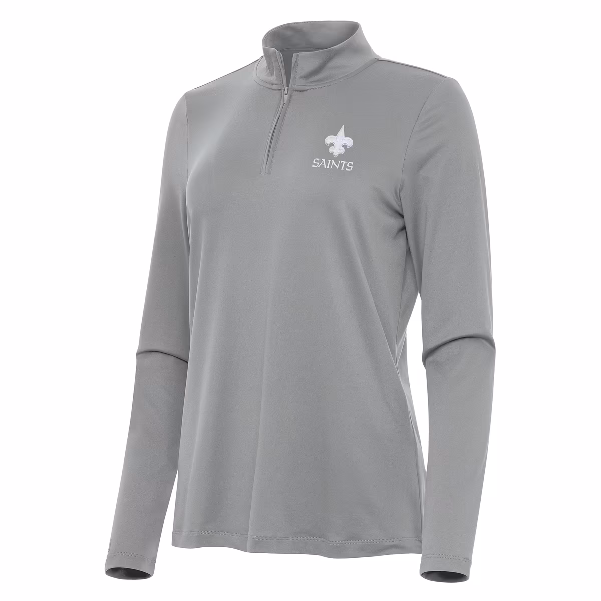 Women's Antigua Gray New Orleans Saints Reprocess Quarter-Zip Top 3 Women's Antigua Gray New Orleans Saints Reprocess Quarter-Zip Top