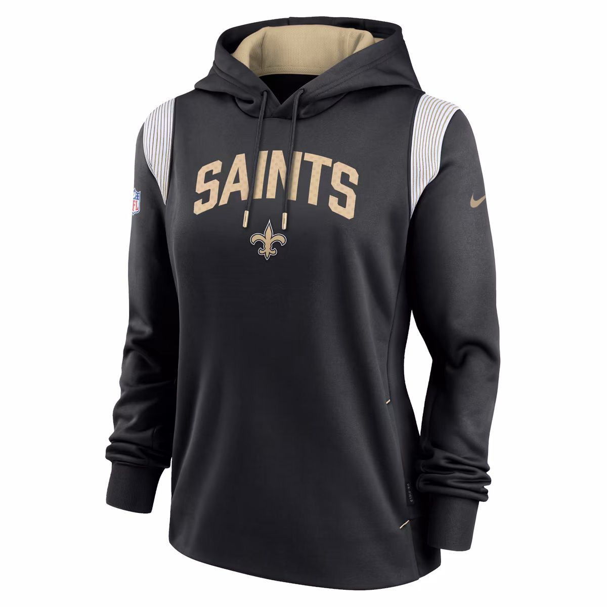 Women's Nike Black New Orleans Saints Sideline Stack Performance Pullover Hoodie 3 Women's Nike Black New Orleans Saints Sideline Stack Performance Pullover Hoodie