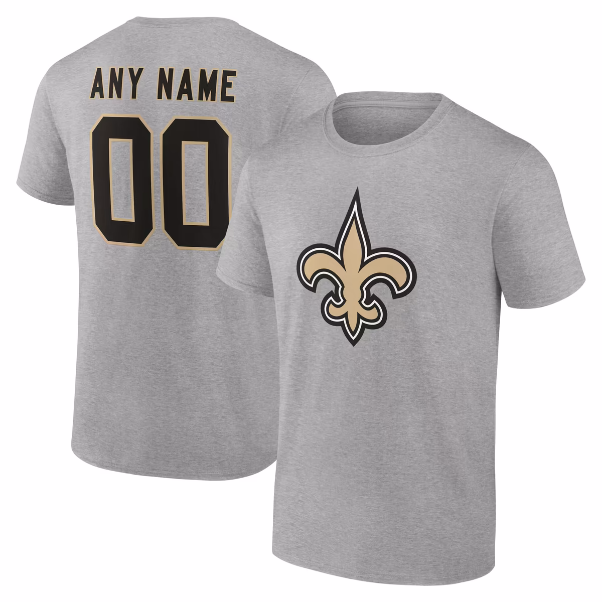 Men's Gray New Orleans Saints Team Authentic Personalized Name & Number T-Shirt