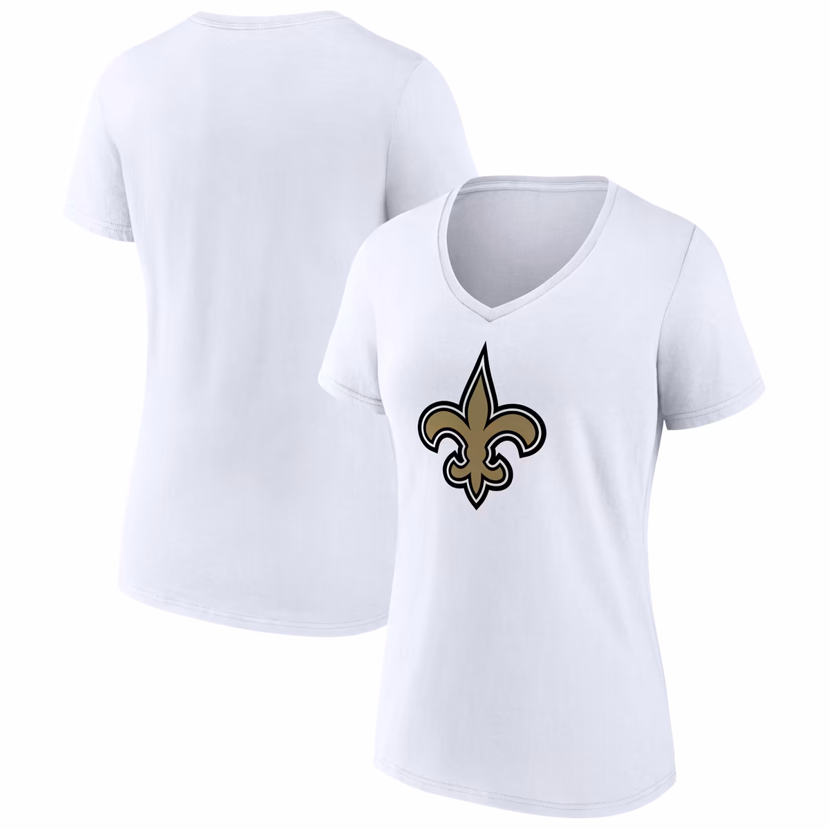 Women's White New Orleans Saints Primary Team Logo V-Neck T-Shirt 8 Women's White New Orleans Saints Primary Team Logo V-Neck T-Shirt