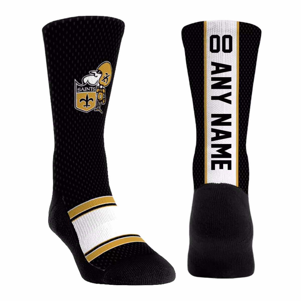 Unisex Rock Em  Black New Orleans Saints Throwback Jersey Custom Crew Socks