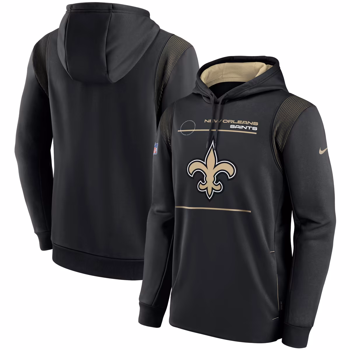 Men's Nike Black New Orleans Saints Sideline Logo Performance Pullover Hoodie