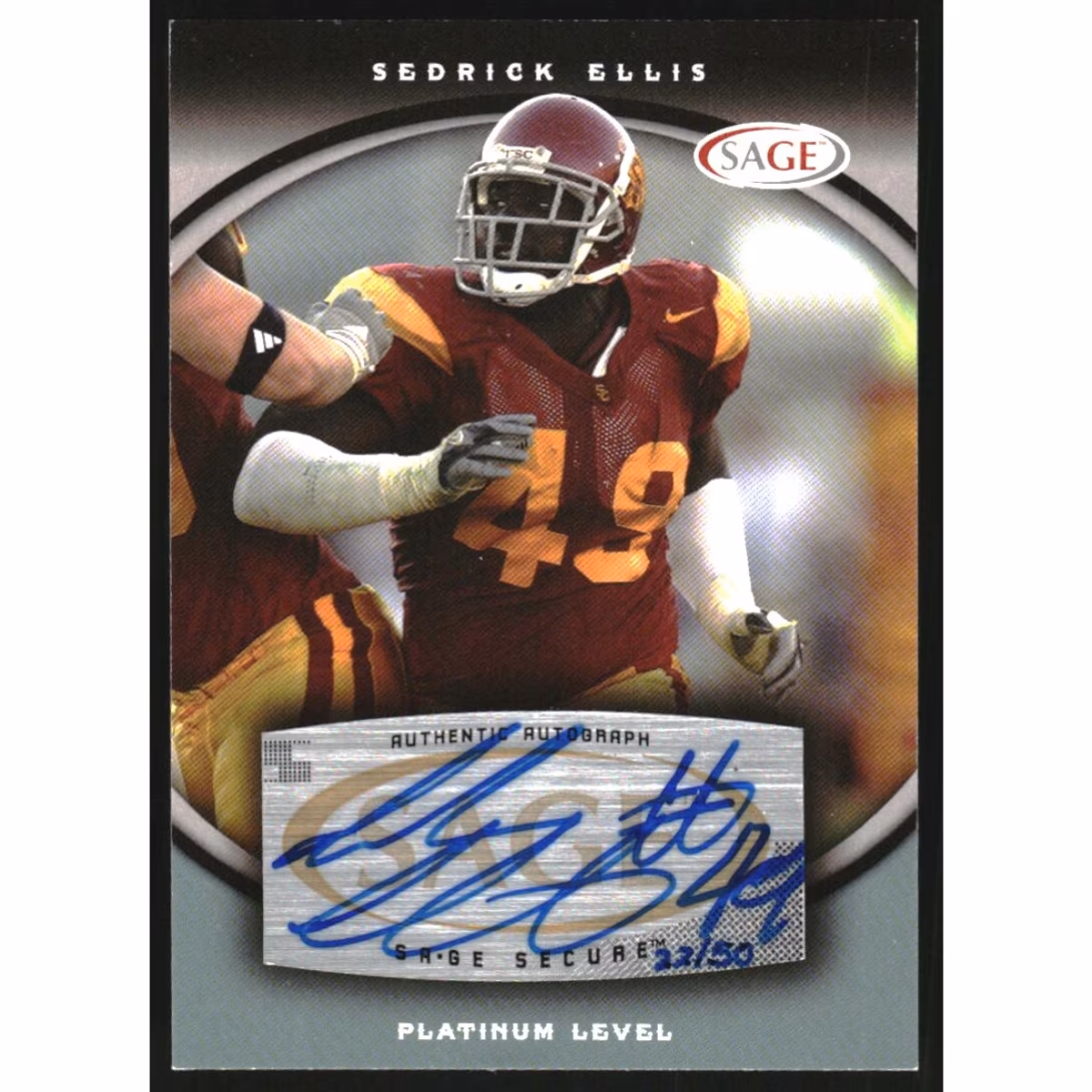 2008 SAGE Autographs Platinum #A19 Sedrick Ellis