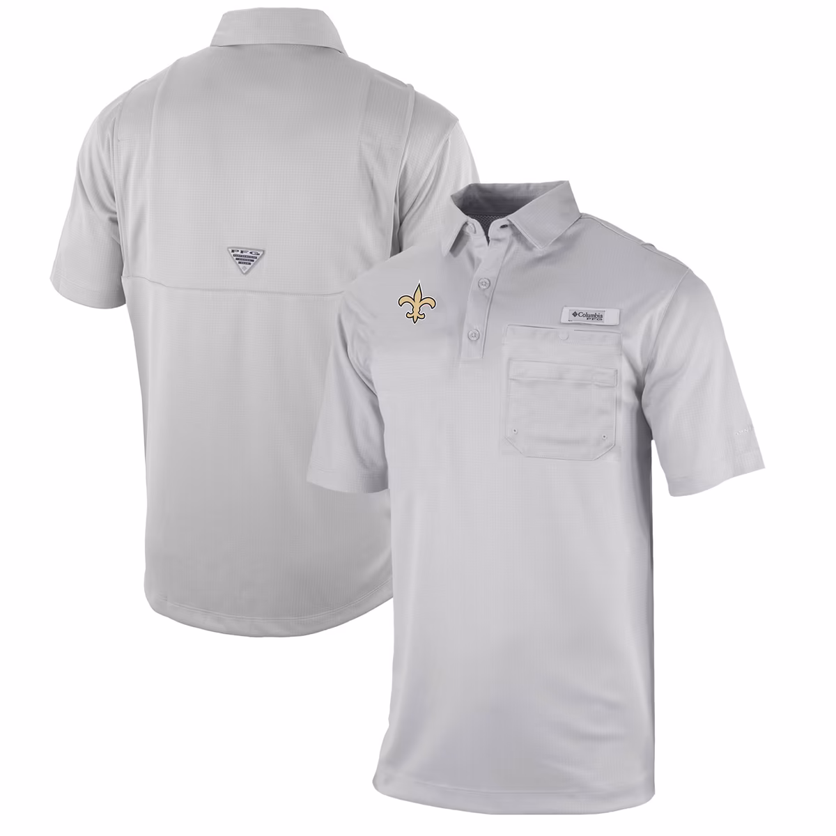 Men's Columbia Gray New Orleans Saints Omni-Wick Flycaster Pocket Polo 2 Men's Columbia Gray New Orleans Saints Omni-Wick Flycaster Pocket Polo