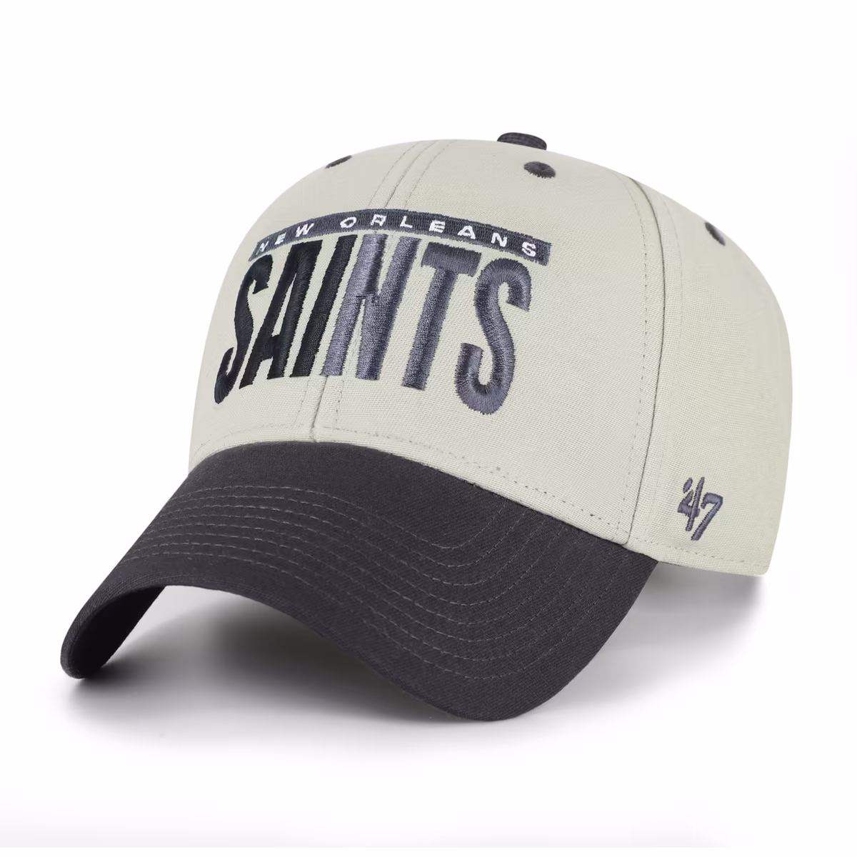 Men's '47  Gray/Black New Orleans Saints Half Block Text MVP Adjustable Hat