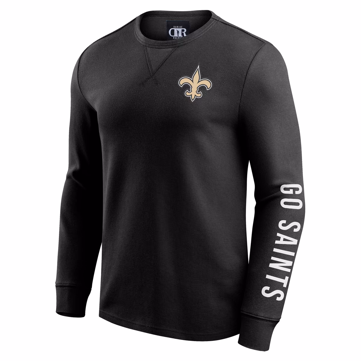 Men's Darius Rucker Collection by Fanatics Black New Orleans Saints Washed Waffle-Knit Long Sleeve T-Shirt 3 Men's Darius Rucker Collection by Fanatics Black New Orleans Saints Washed Waffle-Knit Long Sleeve T-Shirt
