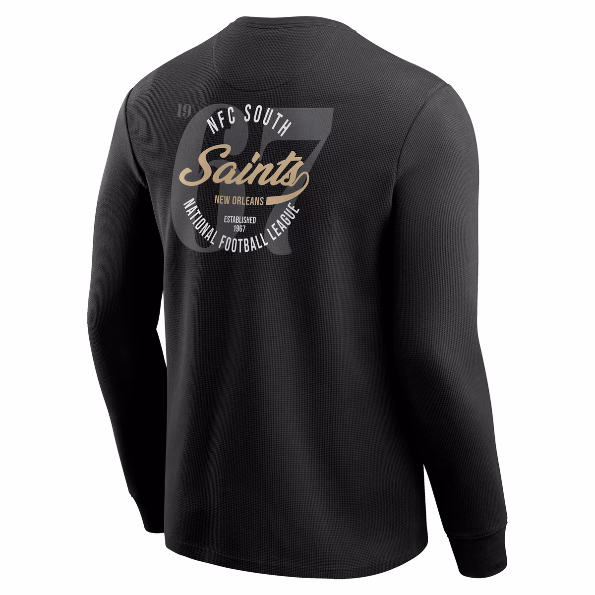 Men's Darius Rucker Collection by Fanatics Black New Orleans Saints Washed Waffle-Knit Long Sleeve T-Shirt 4 Men's Darius Rucker Collection by Fanatics Black New Orleans Saints Washed Waffle-Knit Long Sleeve T-Shirt