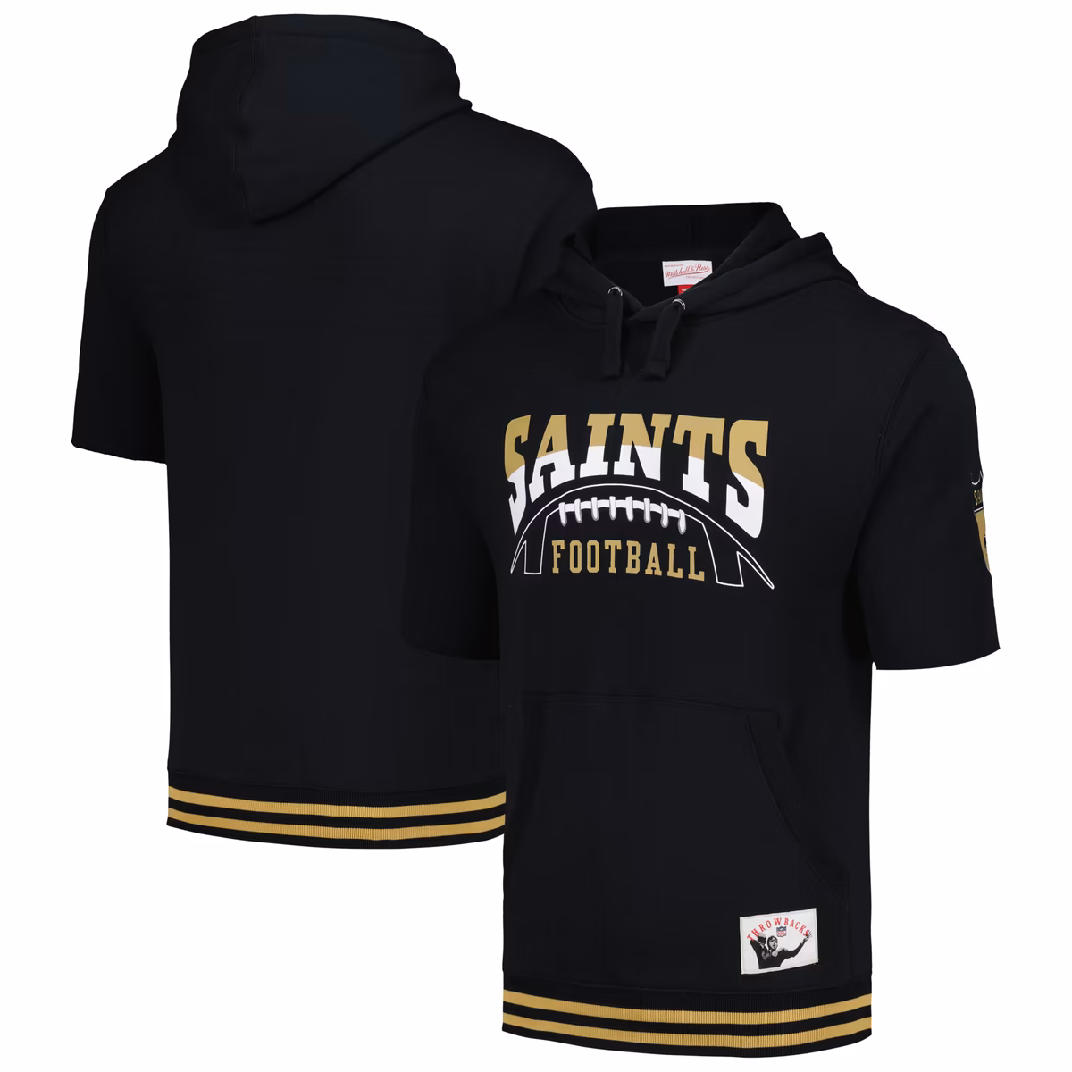 Men's Mitchell & Ness Black New Orleans Saints Pre-Game Short Sleeve Pullover Hoodie 9 Men's Mitchell & Ness Black New Orleans Saints Pre-Game Short Sleeve Pullover Hoodie