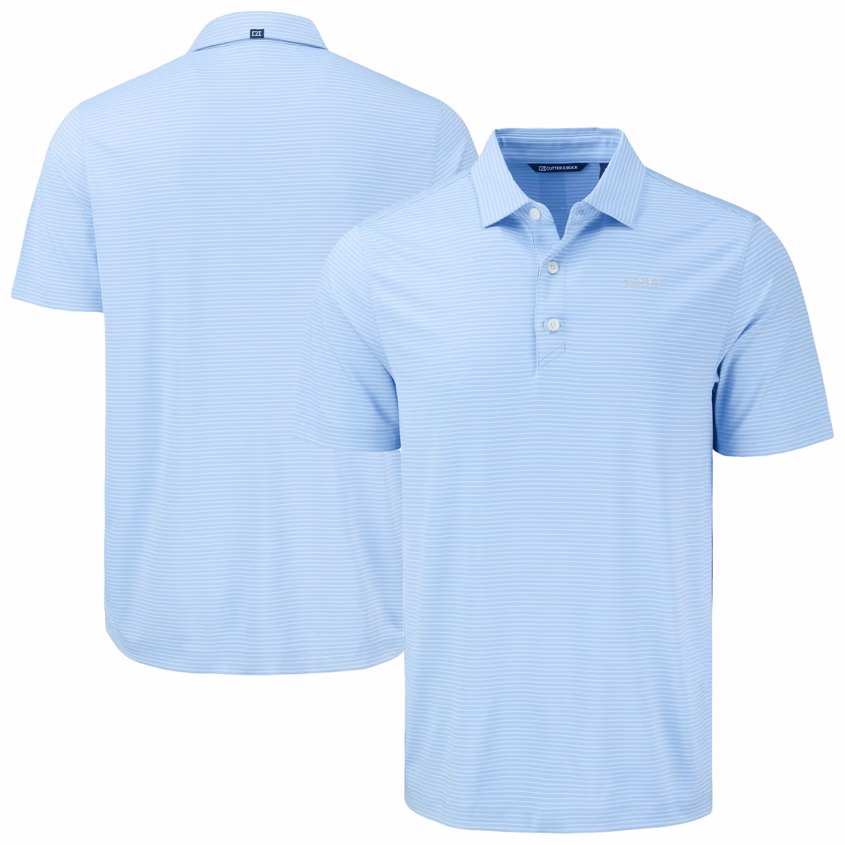 Men's Cutter & Buck Powder Blue New Orleans Saints Forge Eco Fine Line Stripe Stretch Recycled Polo 2 Men's Cutter & Buck Powder Blue New Orleans Saints Forge Eco Fine Line Stripe Stretch Recycled Polo