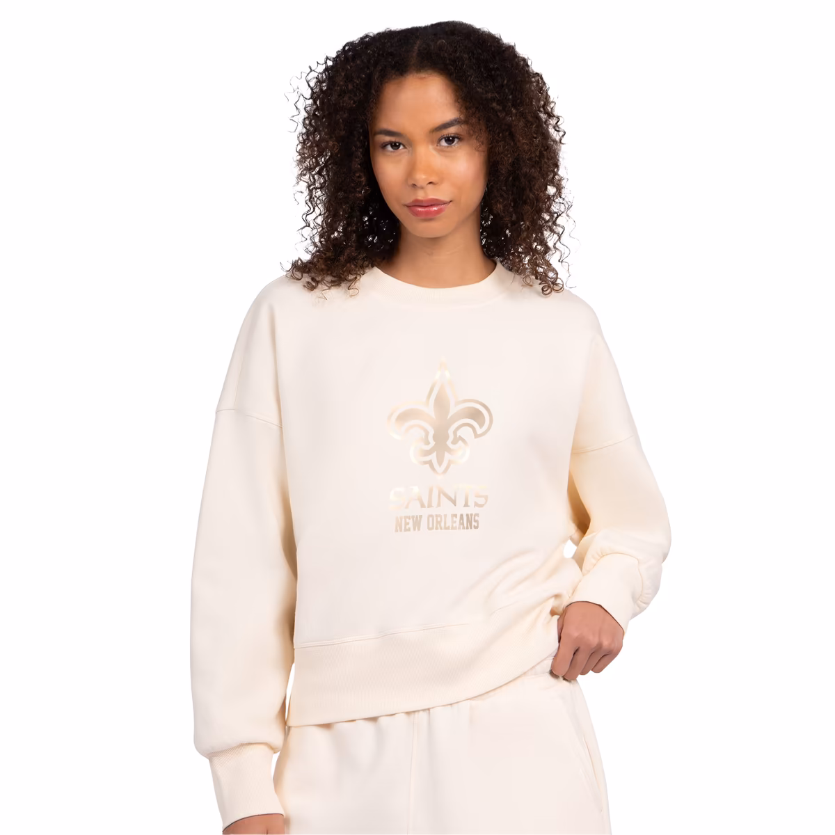 Women's Starter Cream New Orleans Saints Travel Pastels Boxy Fleece Sweatshirt 8 Women's Starter Cream New Orleans Saints Travel Pastels Boxy Fleece Sweatshirt