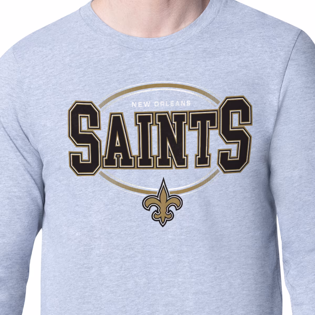 Men's Starter Heather Gray New Orleans Saints Team Track Graphic Long Sleeve T-Shirt 4 Men's Starter Heather Gray New Orleans Saints Team Track Graphic Long Sleeve T-Shirt