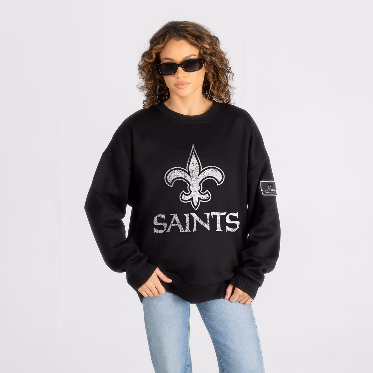 Women's Gameday Couture Black New Orleans Saints Bold Move Black Label Premium Drop Shoulder Sweatshirt 2 Women's Gameday Couture Black New Orleans Saints Bold Move Black Label Premium Drop Shoulder Sweatshirt