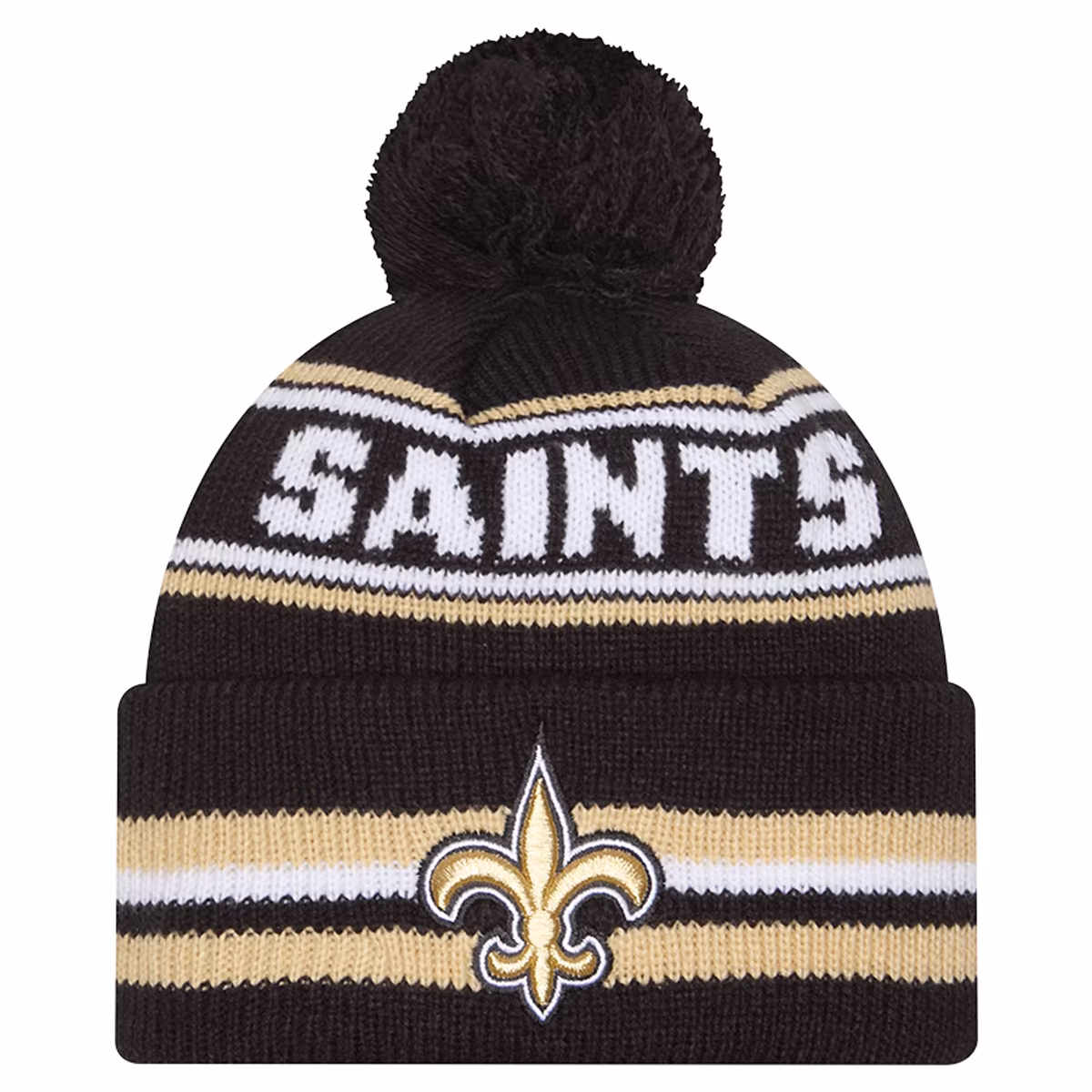 Men's New Era Black New Orleans Saints Classic Cuffed Knit Hat with Pom 2 Men's New Era Black New Orleans Saints Classic Cuffed Knit Hat with Pom