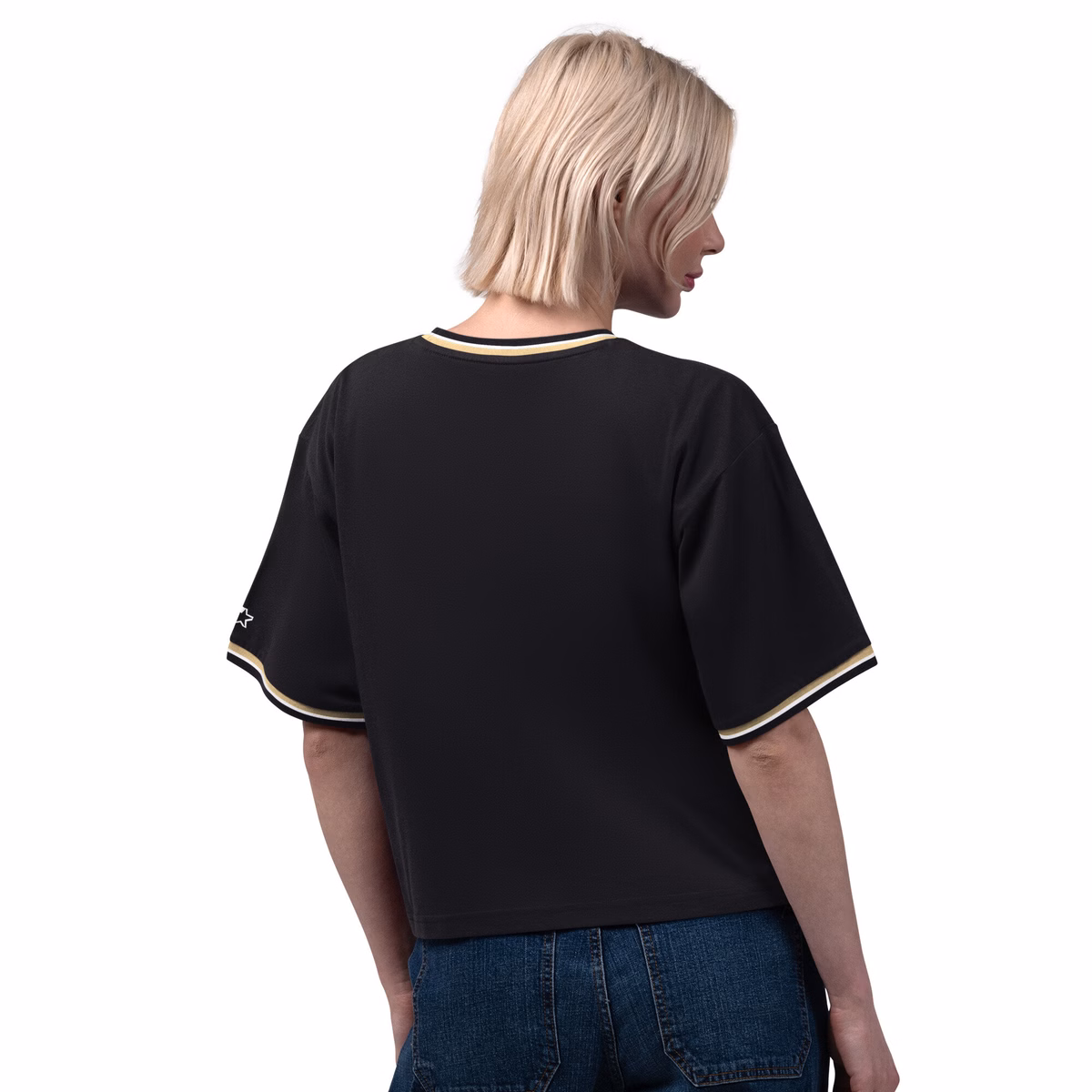 Women's Starter Black New Orleans Saints Ace Cropped T-Shirt 3 Women's Starter Black New Orleans Saints Ace Cropped T-Shirt