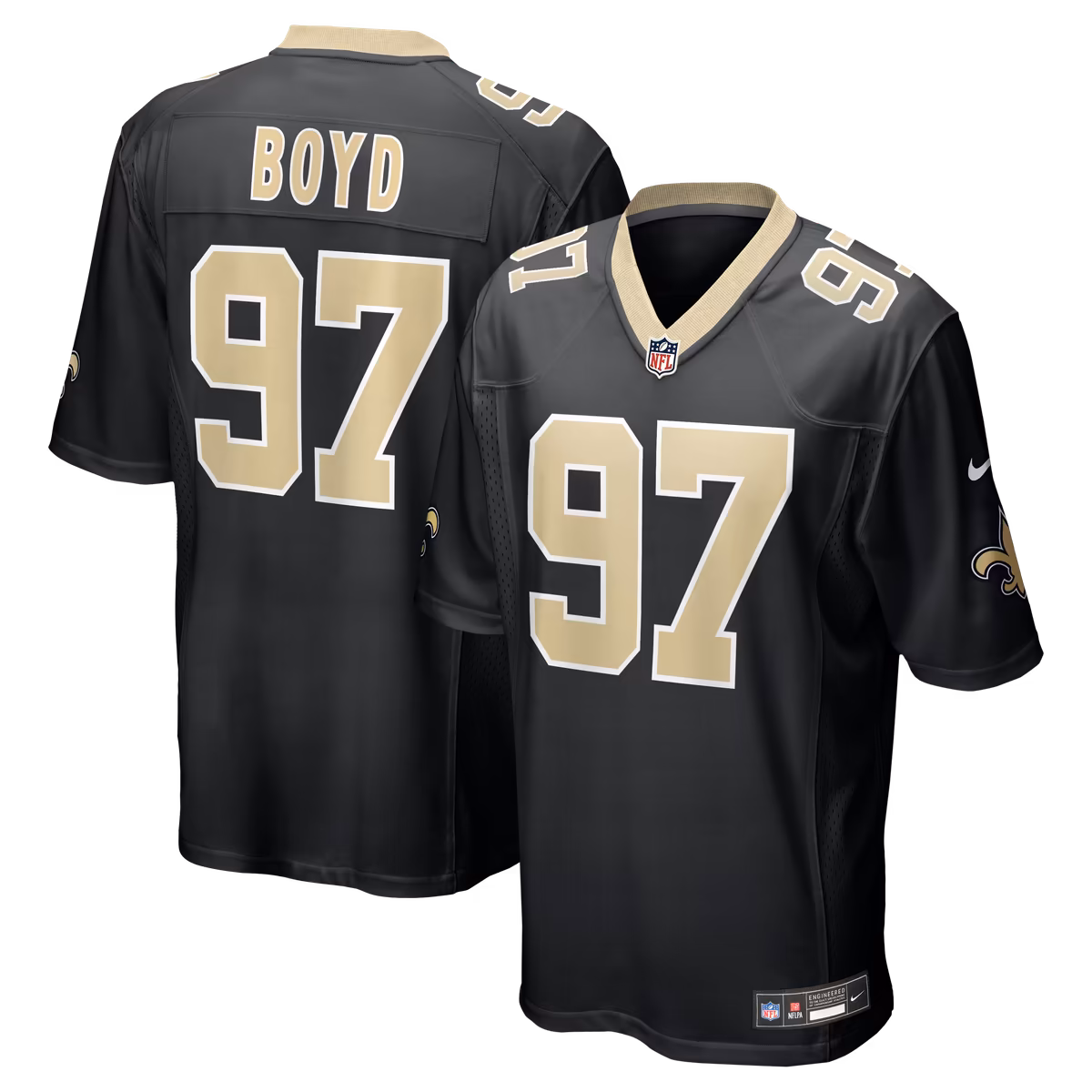 Men's Nike Khristian Boyd  Black New Orleans Saints  Game Jersey