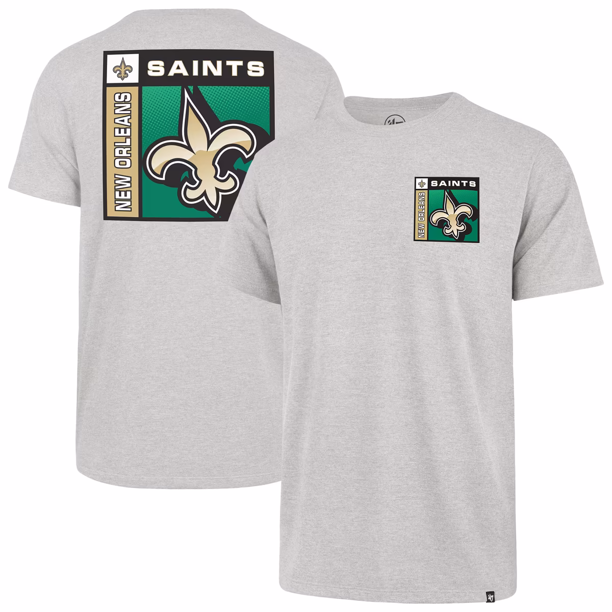 Men's '47 Gray New Orleans Saints Chrome Plate Franklin T-Shirt 2 Men's '47 Gray New Orleans Saints Chrome Plate Franklin T-Shirt