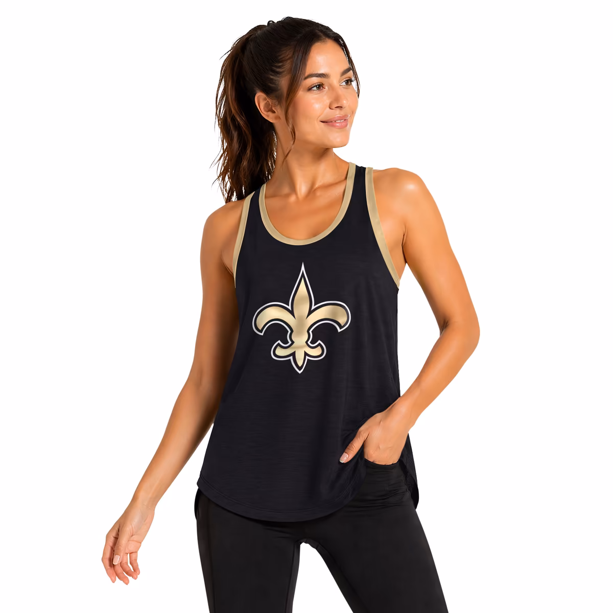 Women's G-III 4Her by Carl Banks Black New Orleans Saints Tater II Racerback Tank Top 1 Women's G-III 4Her by Carl Banks Black New Orleans Saints Tater II Racerback Tank Top