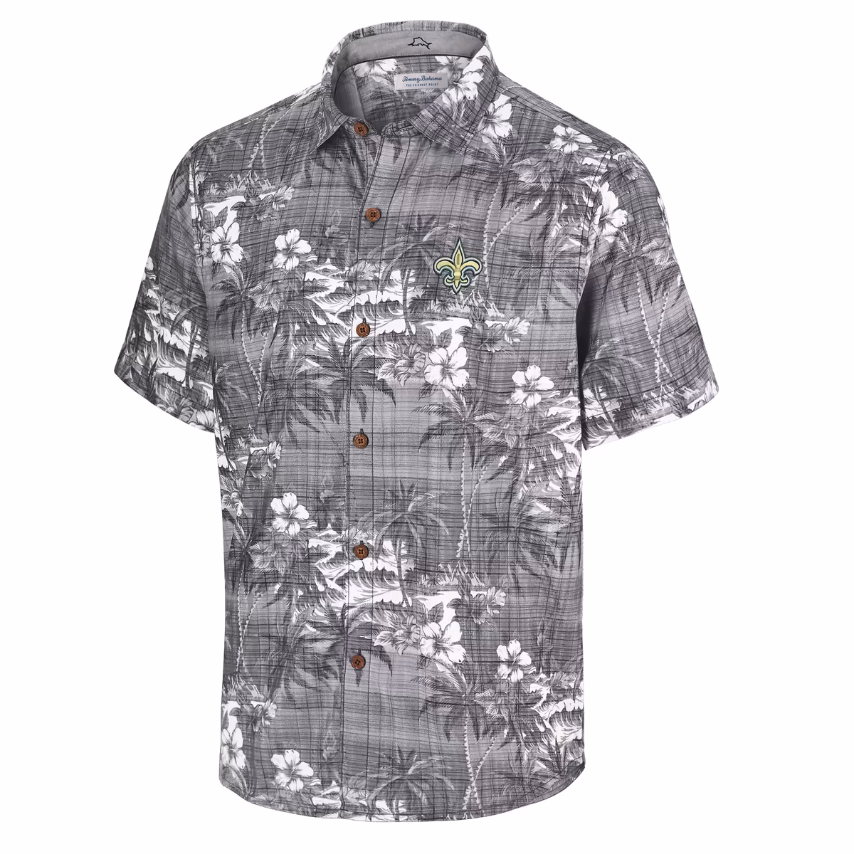 Men's Tommy Bahama Black New Orleans Saints Coconut Point Isla Palmetta Camp Button-Up Shirt 3 Men's Tommy Bahama Black New Orleans Saints Coconut Point Isla Palmetta Camp Button-Up Shirt