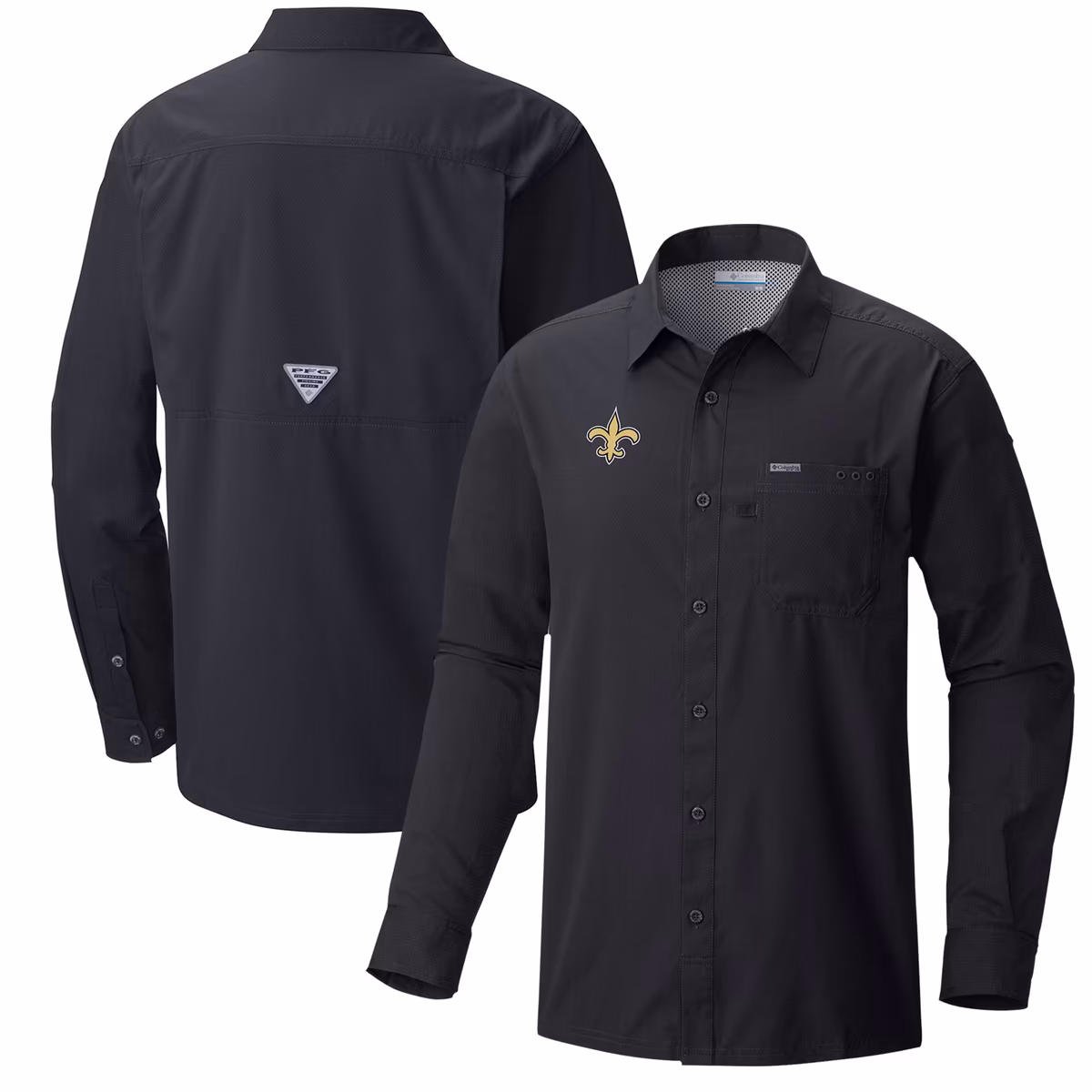 Men's Columbia  Black New Orleans Saints Slack Tide Omni-Wick Long Sleeve Button-Up Shirt