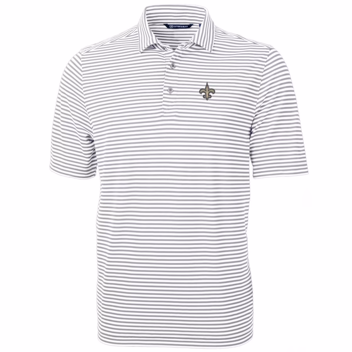 Men's Cutter & Buck White New Orleans Saints Big & Tall Virtue Eco Pique Stripe Recycled Polo