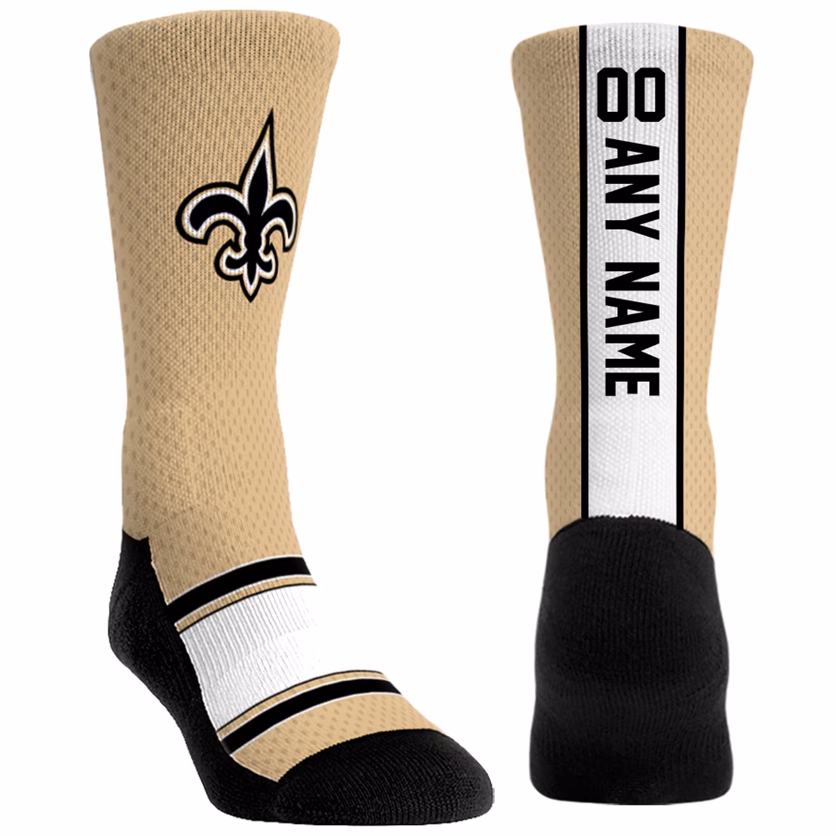 Youth Rock Em Gold New Orleans Saints Custom Jersey Crew Socks 12 Youth Rock Em Gold New Orleans Saints Custom Jersey Crew Socks