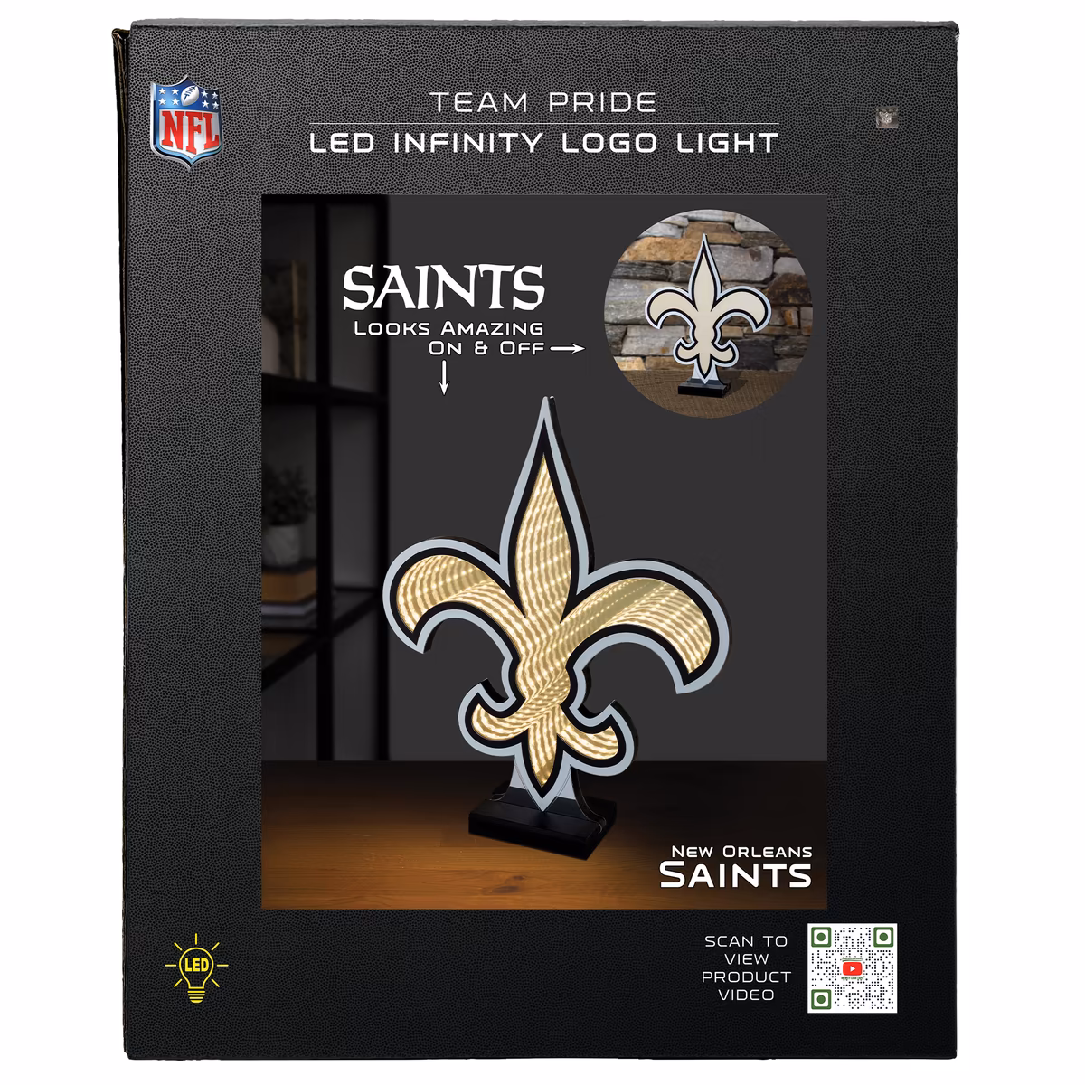 New Orleans Saints LED Infinity Logo Light 9 New Orleans Saints LED Infinity Logo Light