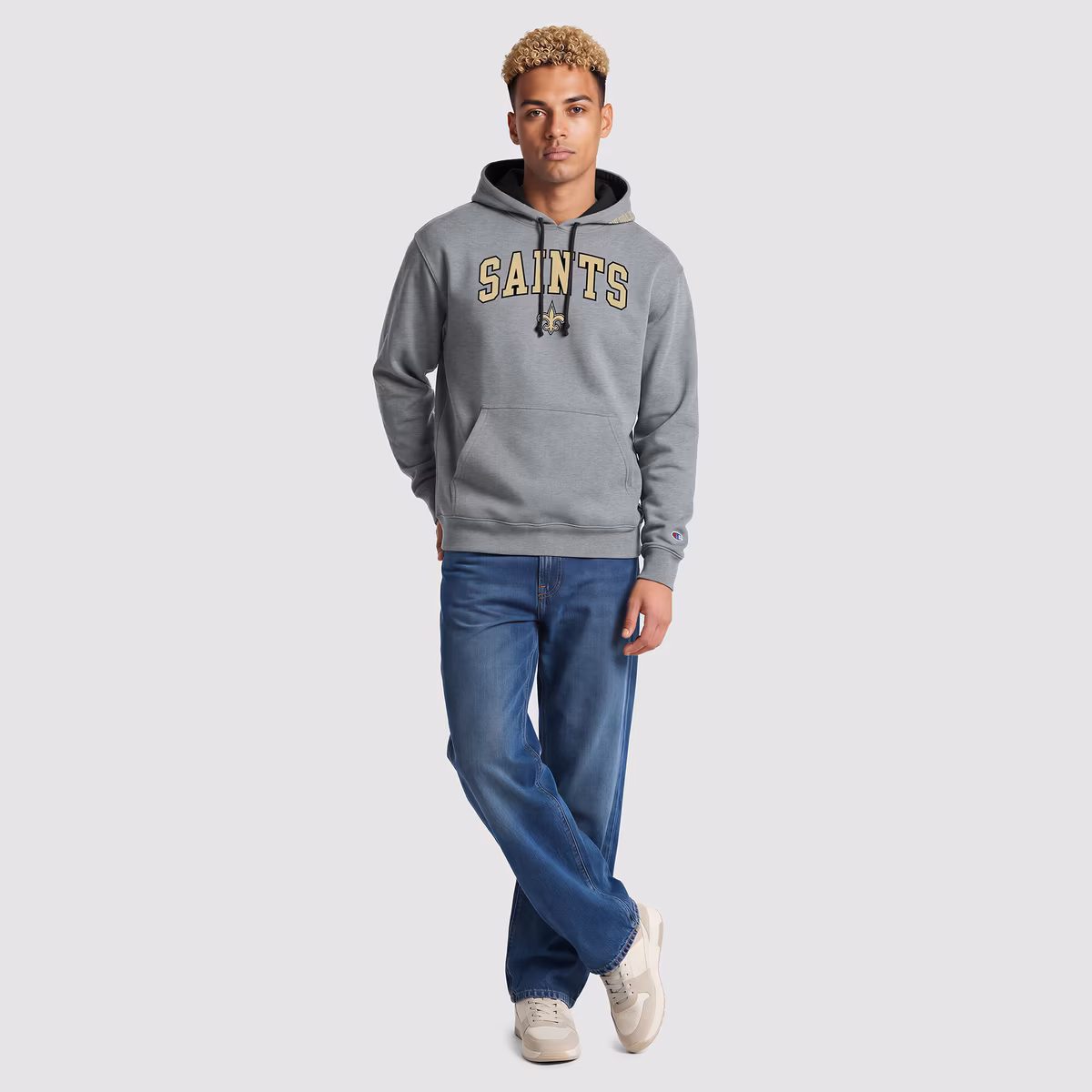 Men's Champion Heather Gray/Black New Orleans Saints Contrast Hoodie 4 Men's Champion Heather Gray/Black New Orleans Saints Contrast Hoodie