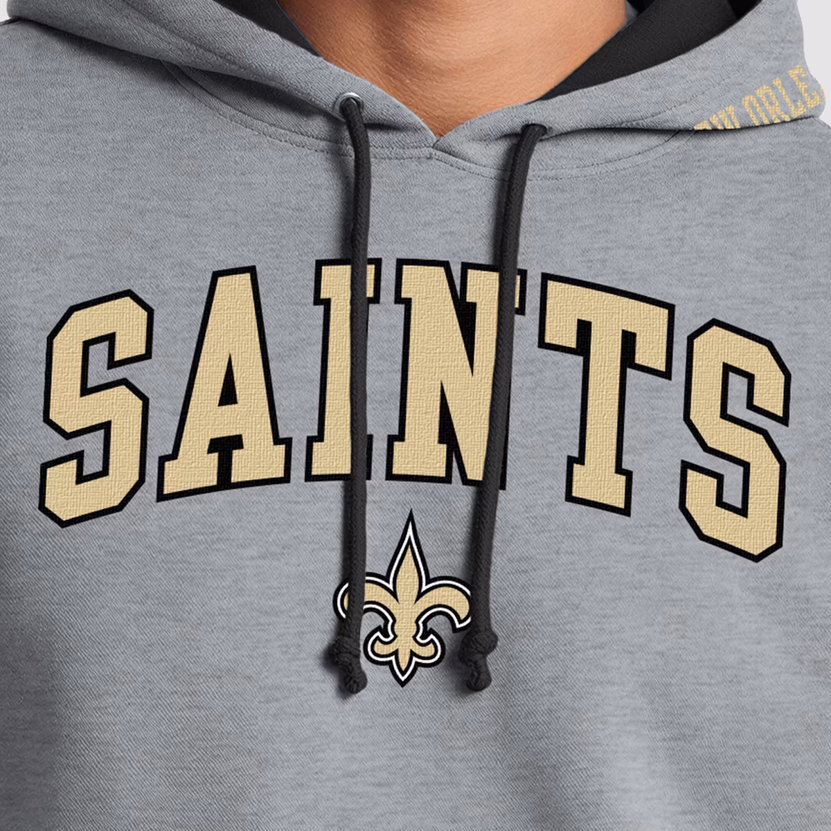 Men's Champion Heather Gray/Black New Orleans Saints Contrast Hoodie 6 Men's Champion Heather Gray/Black New Orleans Saints Contrast Hoodie