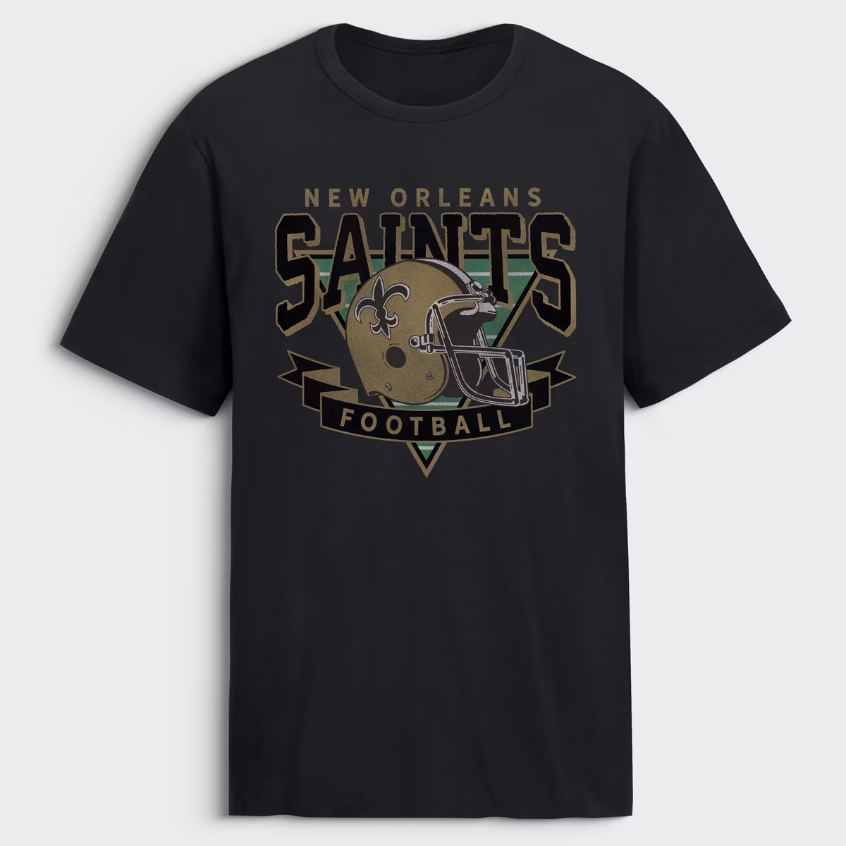 Men's Fanatics Black New Orleans Saints Old Fashion Rushing Legacy Cotton T-Shirt