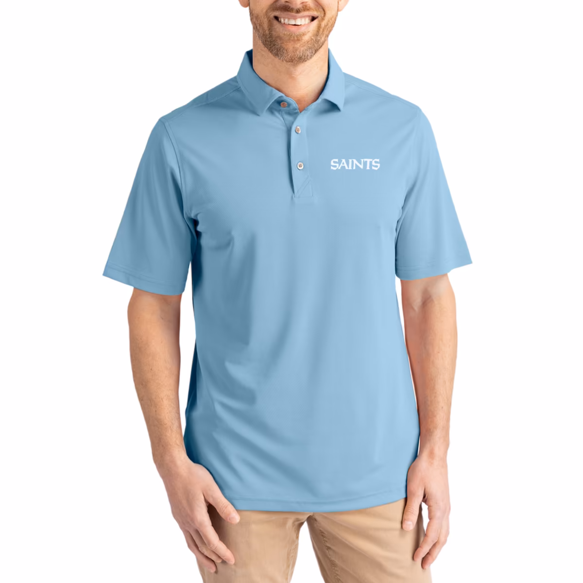 Men's Cutter & Buck Powder Blue New Orleans Saints Virtue Eco Pique Recycled Polo 2 Men's Cutter & Buck Powder Blue New Orleans Saints Virtue Eco Pique Recycled Polo