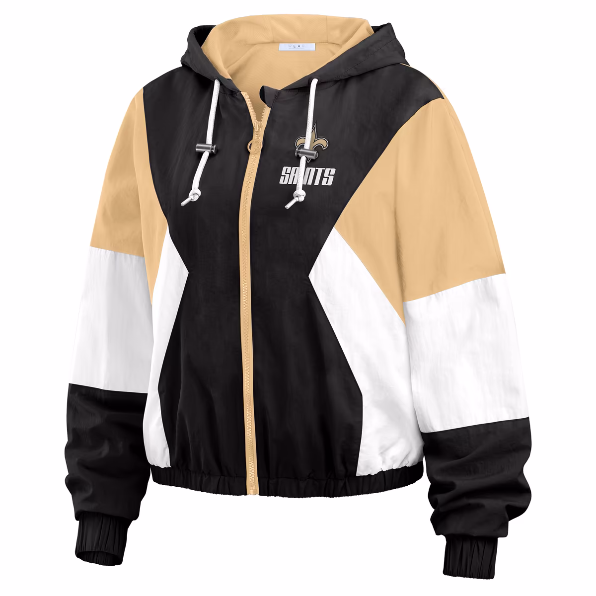 Women's WEAR by Erin Andrews Black/Brown New Orleans Saints Plus Size Color Block Full-Zip Windbreaker Jacket 3 Women's WEAR by Erin Andrews Black/Brown New Orleans Saints Plus Size Color Block Full-Zip Windbreaker Jacket