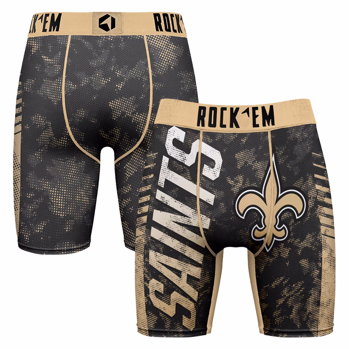 Men's Rock Em Socks Black New Orleans Saints Wordmark Boxer Briefs