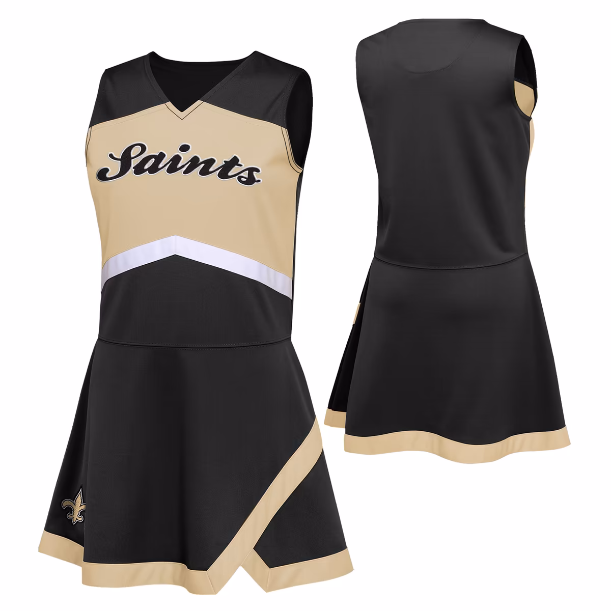 Girls Preschool Black New Orleans Saints Two-Piece Cheer Captain Jumper Dress with Bloomers Set 2 Girls Preschool Black New Orleans Saints Two-Piece Cheer Captain Jumper Dress with Bloomers Set