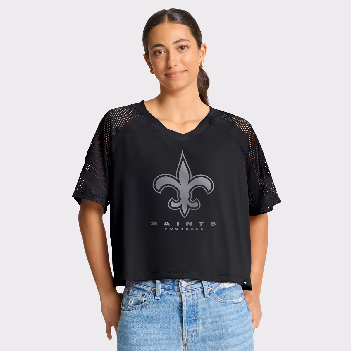 Women's Fanatics New Orleans Saints Oversized Raglan V-Neck Blackout Fashion Jersey 2 Women's Fanatics New Orleans Saints Oversized Raglan V-Neck Blackout Fashion Jersey