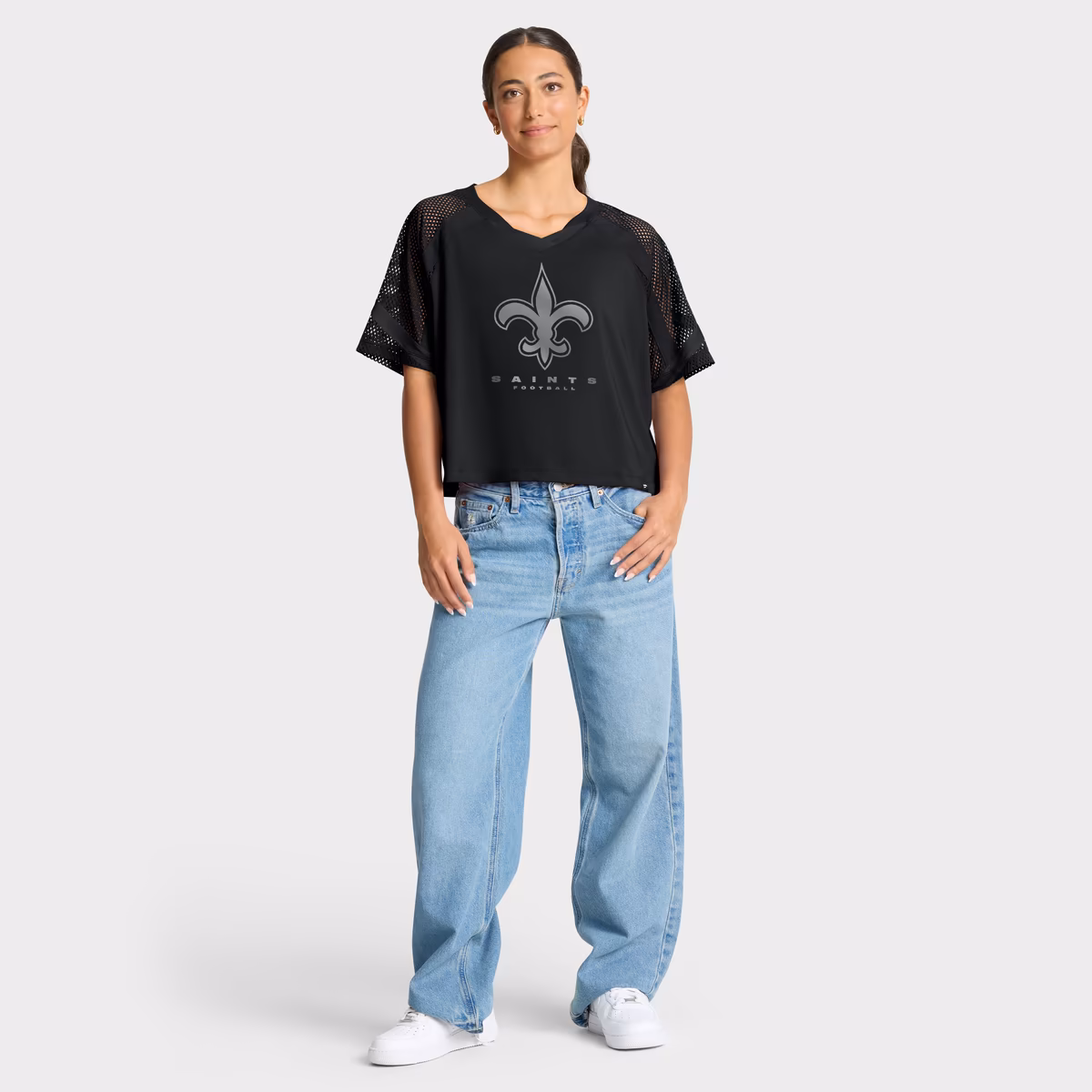 Women's Fanatics New Orleans Saints Oversized Raglan V-Neck Blackout Fashion Jersey 4 Women's Fanatics New Orleans Saints Oversized Raglan V-Neck Blackout Fashion Jersey