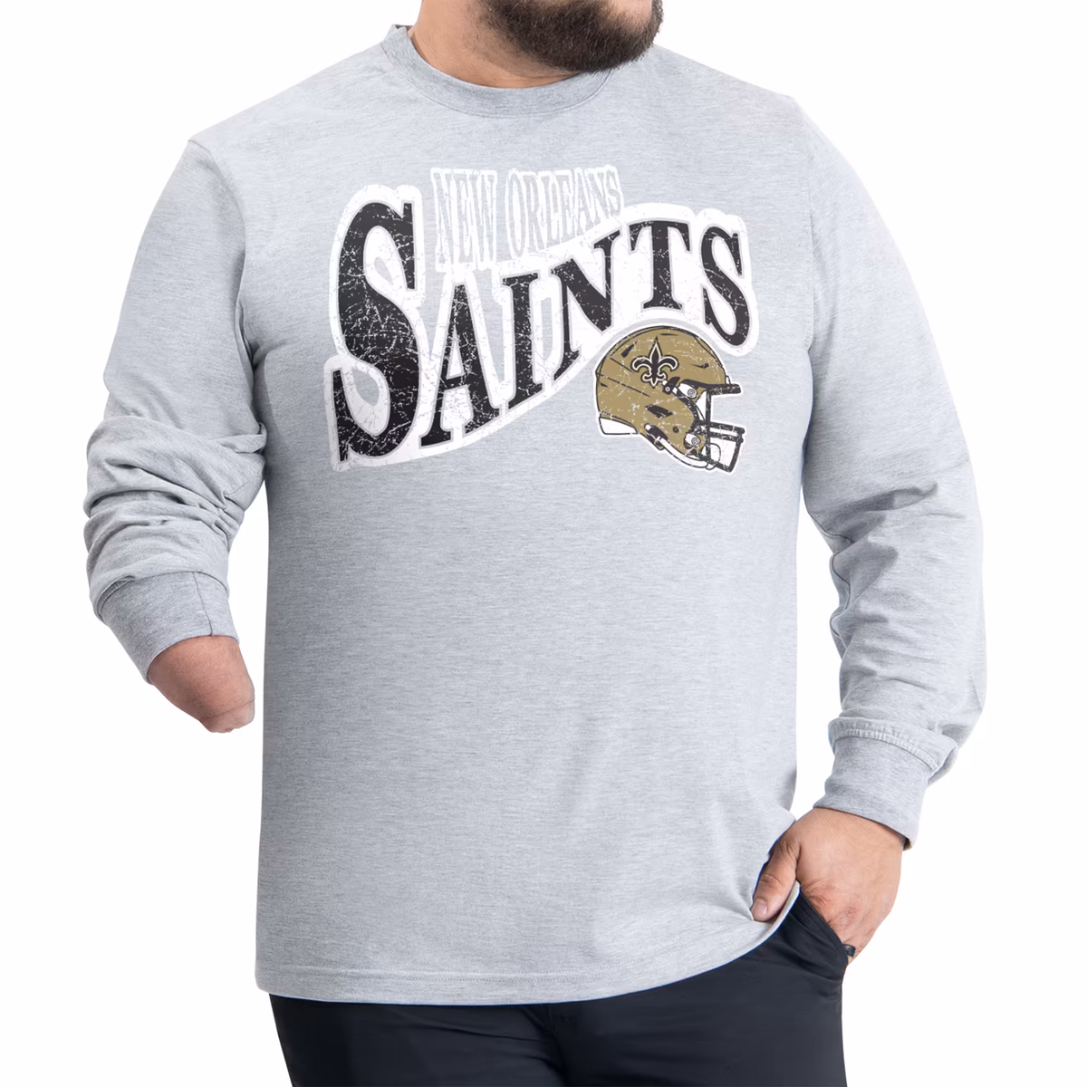 Men's G-III Sports by Carl Banks Gray New Orleans Saints Adaptive Twisted Team Graphics Long Sleeve T-Shirt 3 Men's G-III Sports by Carl Banks Gray New Orleans Saints Adaptive Twisted Team Graphics Long Sleeve T-Shirt