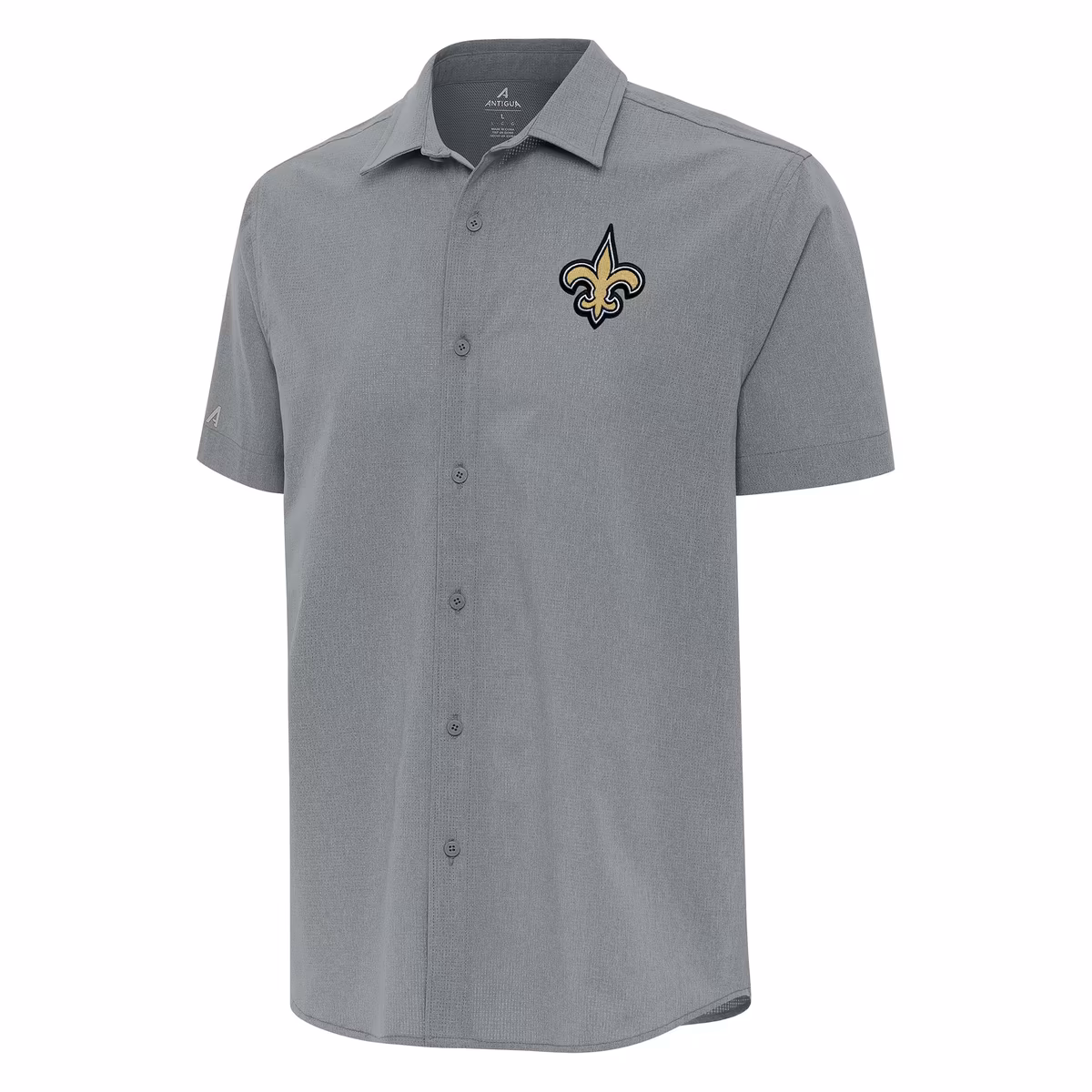 Men's Antigua Gray New Orleans Saints Activate Woven Button-Up Shirt 5 Men's Antigua Gray New Orleans Saints Activate Woven Button-Up Shirt