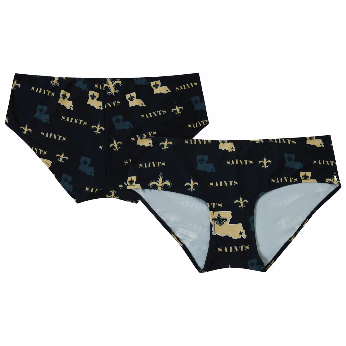 Women's Concepts Sport Black New Orleans Saints Mosaic Allover Print Knit Panty 2 Women's Concepts Sport Black New Orleans Saints Mosaic Allover Print Knit Panty
