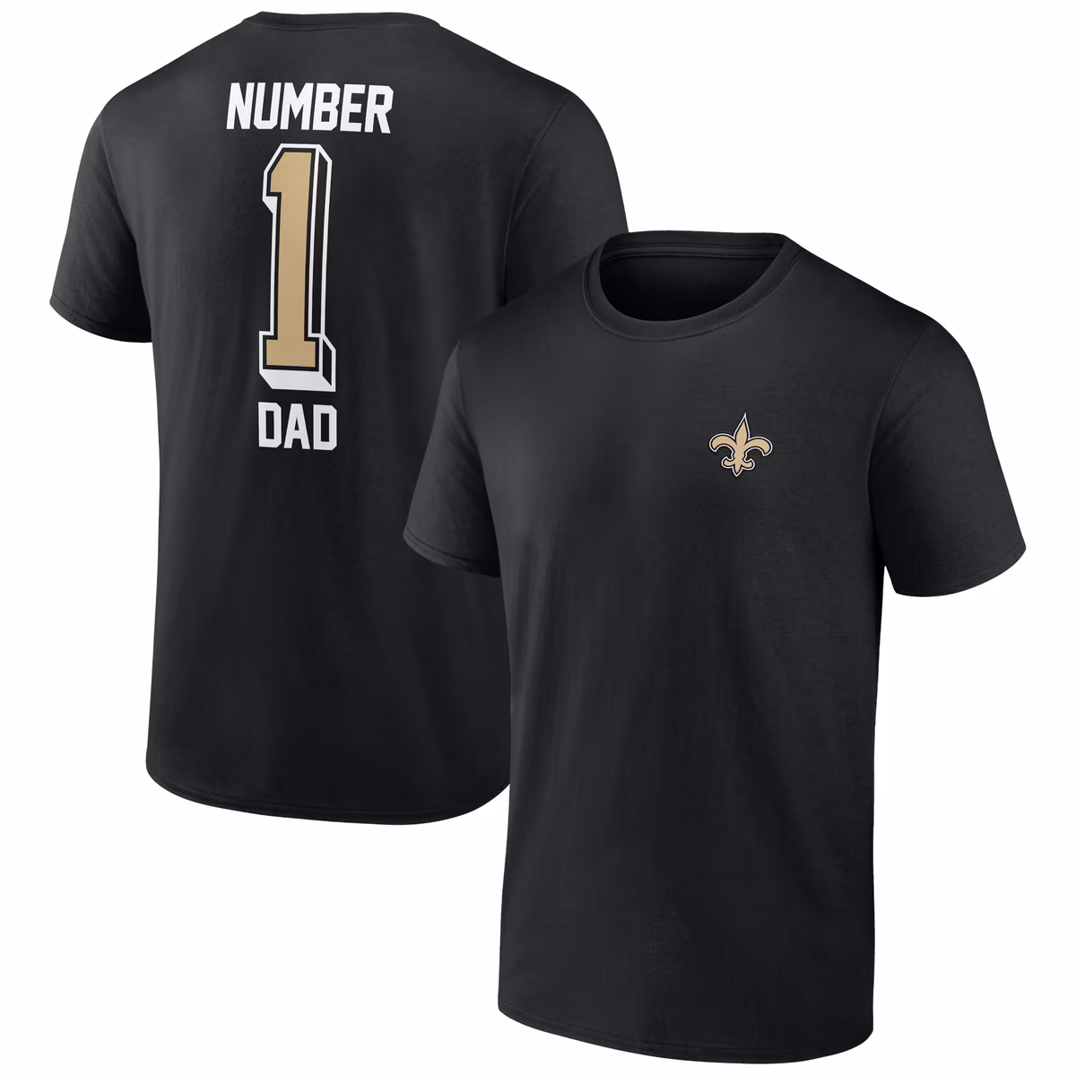 Men's Black New Orleans Saints Number One Dad T-Shirt 2 Men's Black New Orleans Saints Number One Dad T-Shirt