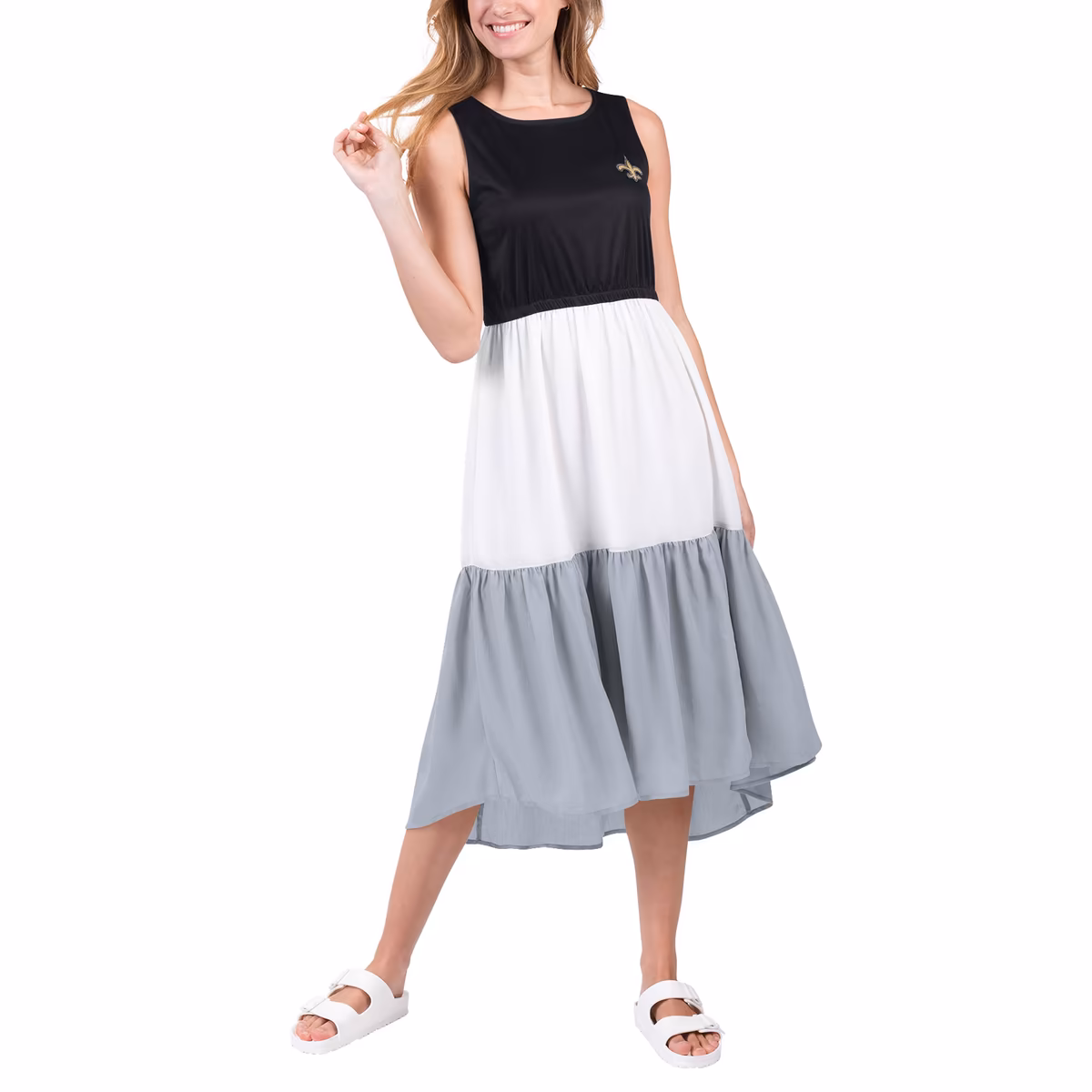 Women's G-III 4Her by Carl Banks Black/Gray New Orleans Saints 12th Inning Colorblock Dress 3 Women's G-III 4Her by Carl Banks Black/Gray New Orleans Saints 12th Inning Colorblock Dress