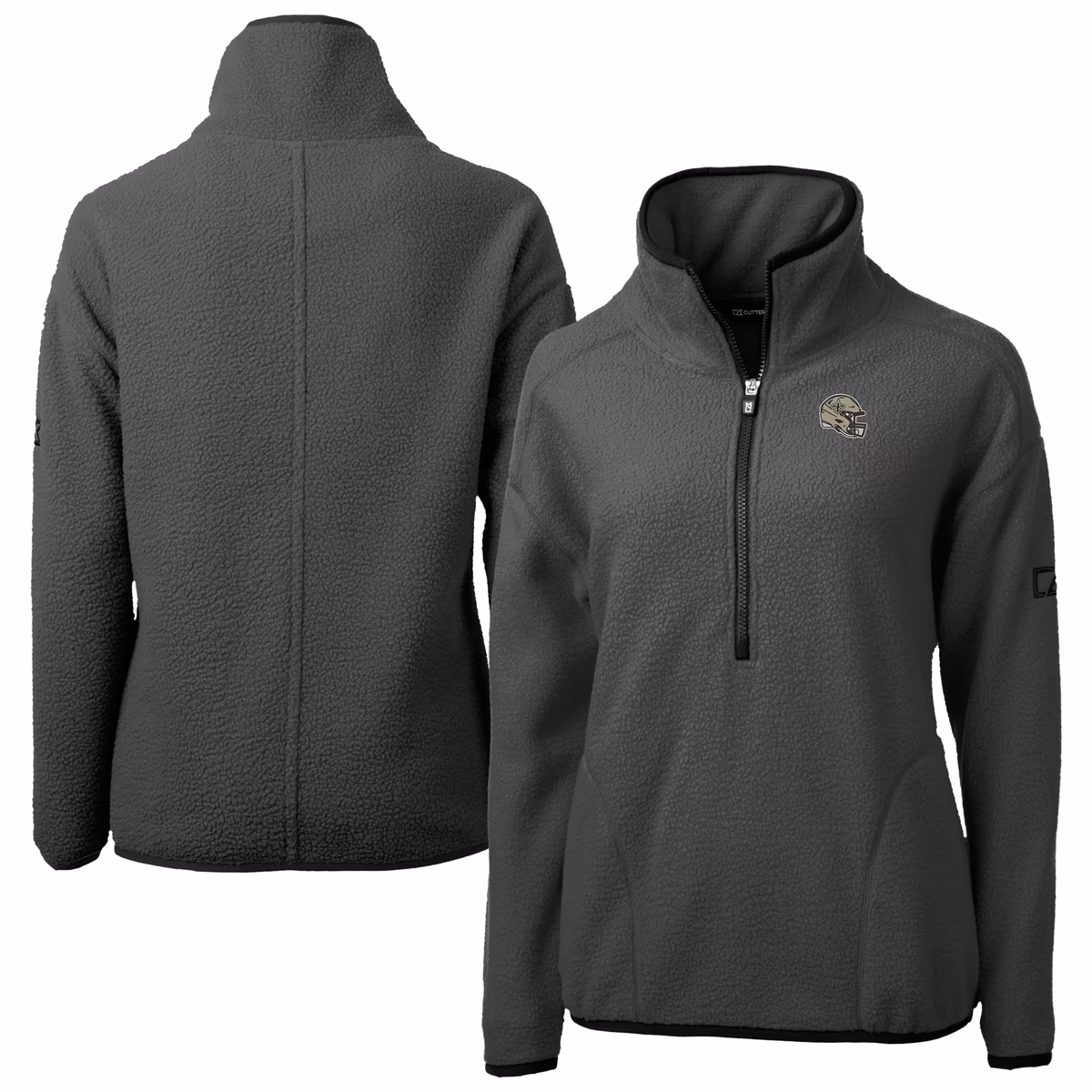 Women's Cutter & Buck Charcoal New Orleans Saints Helmet Cascade Eco Sherpa Fleece Half-Zip Jacket 2 Women's Cutter & Buck Charcoal New Orleans Saints Helmet Cascade Eco Sherpa Fleece Half-Zip Jacket