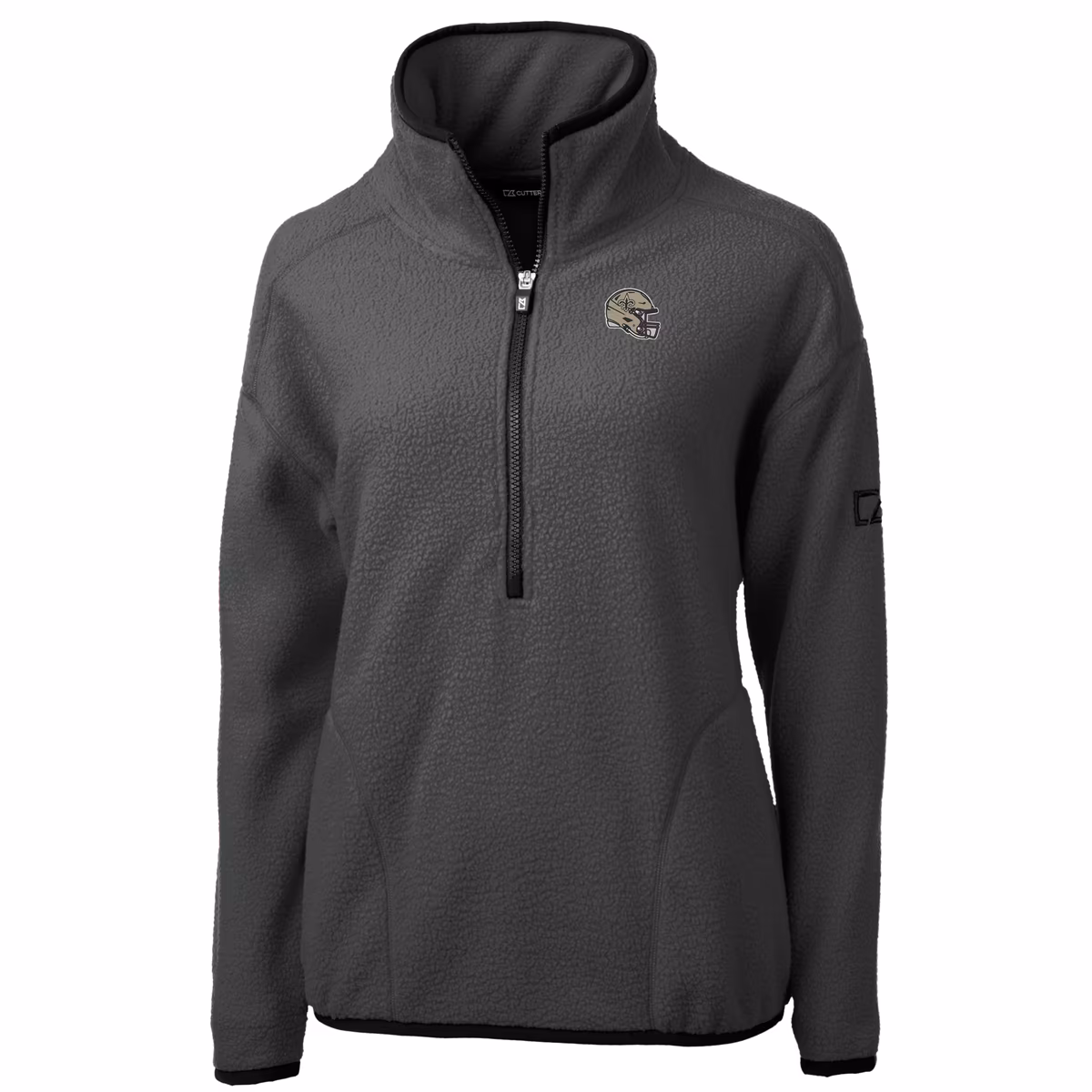 Women's Cutter & Buck Charcoal New Orleans Saints Helmet Cascade Eco Sherpa Fleece Half-Zip Jacket 3 Women's Cutter & Buck Charcoal New Orleans Saints Helmet Cascade Eco Sherpa Fleece Half-Zip Jacket