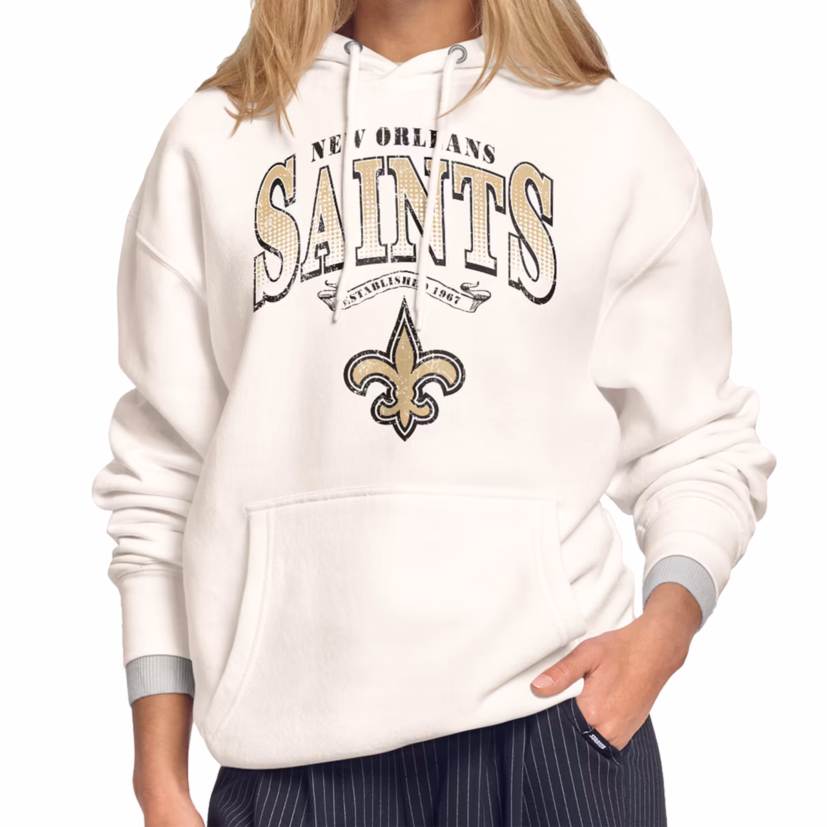 Women's Starter Cream New Orleans Saints Touchdown Legacy Fleece Hoodie 2 Women's Starter Cream New Orleans Saints Touchdown Legacy Fleece Hoodie
