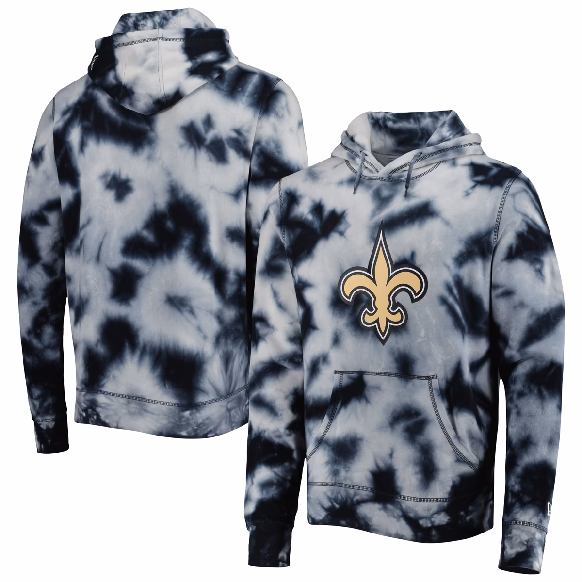 Men's New Era Black New Orleans Saints Team Tie-Dye Pullover Hoodie 19 Men's New Era Black New Orleans Saints Team Tie-Dye Pullover Hoodie