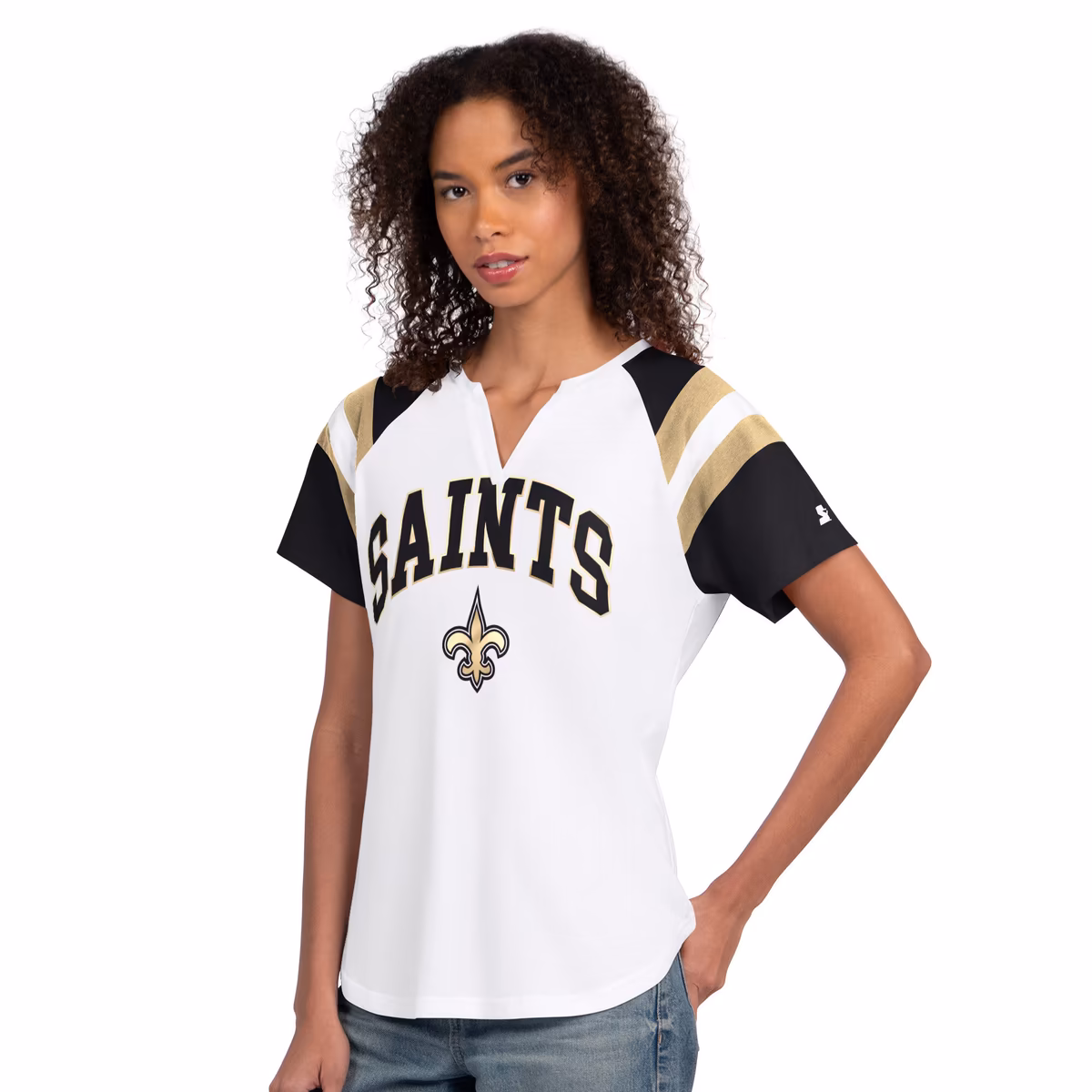 Women's Starter White New Orleans Saints Game On Notch Neck T-Shirt 7 Women's Starter White New Orleans Saints Game On Notch Neck T-Shirt