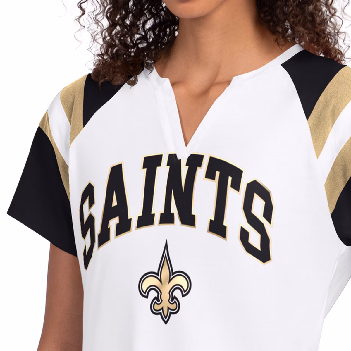 Women's Starter White New Orleans Saints Game On Notch Neck T-Shirt 4 Women's Starter White New Orleans Saints Game On Notch Neck T-Shirt