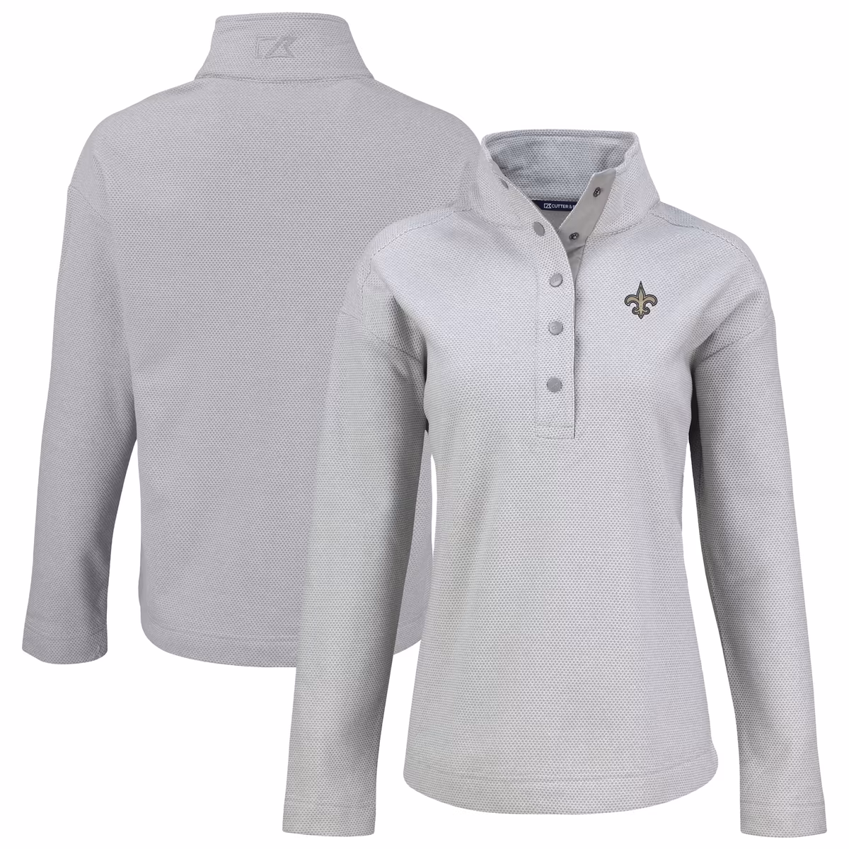 Women's Cutter & Buck  Gray New Orleans Saints Hunts Point Eco Half-Snap Sweatshirt