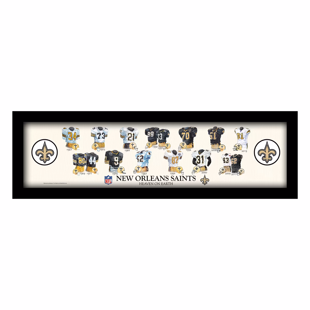 New Orleans Saints 8" x 26" Framed Art Uniform Heritage Print