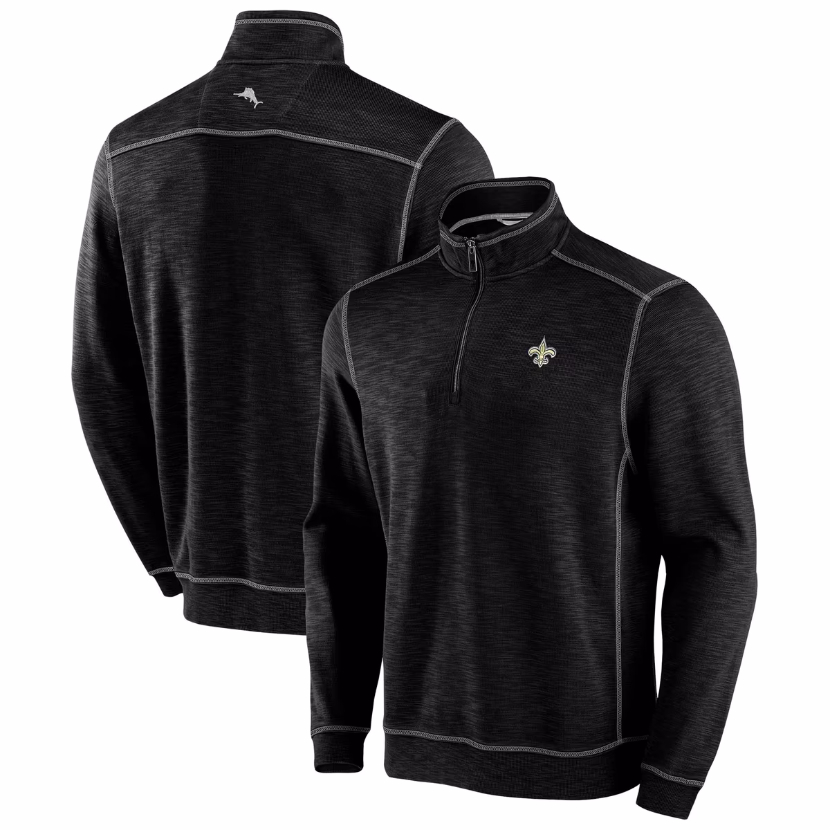 Men's Tommy Bahama Black New Orleans Saints Big & Tall Tobago Bay Half-Zip Sweatshirt