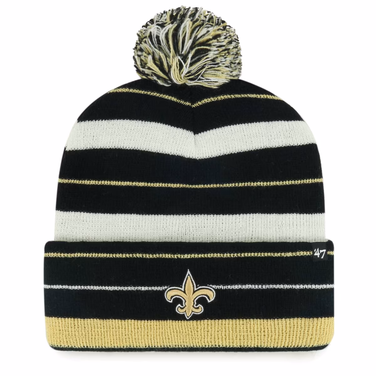 Men's '47 Black New Orleans Saints Powerline Cuffed Knit Hat with Pom 15 Men's '47 Black New Orleans Saints Powerline Cuffed Knit Hat with Pom